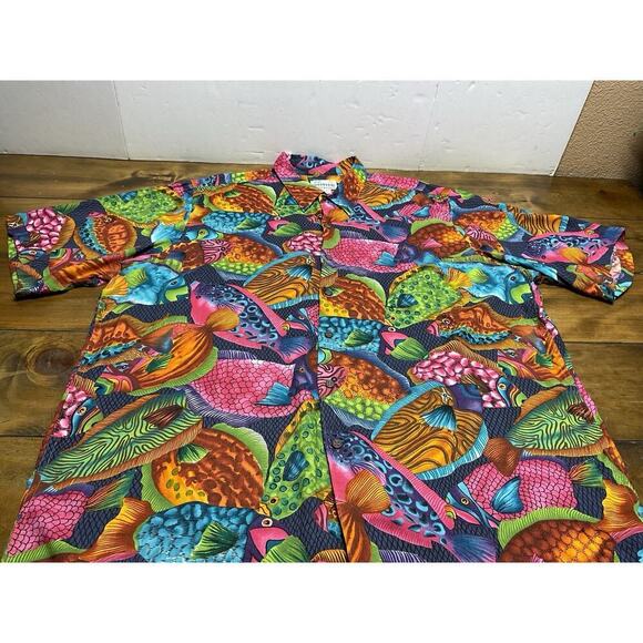 Reyn Spooner Shirt Mens 2XL Fish Vibrant Hawaiian Rayon Short Sleeve - Picture 9 of 13
